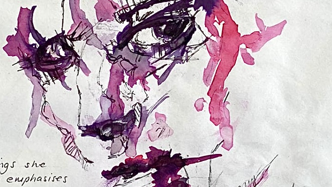 water colour and continous line art